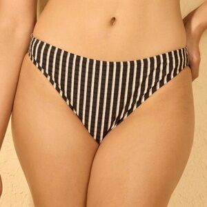 Shade & Shore Black and Orange Striped Bikini Bottom